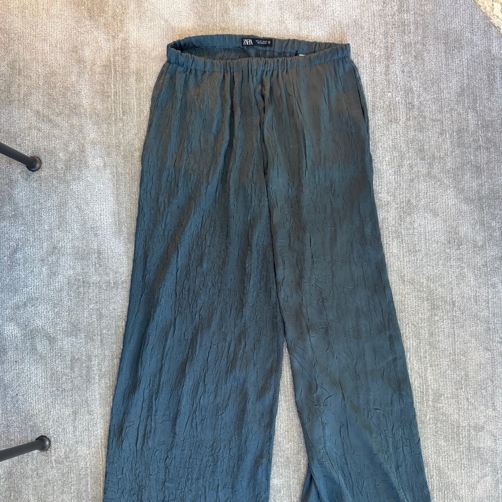 Zara wrinkle effect wide leg pants